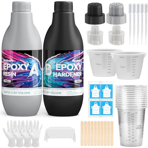 Epoxy Resin, Resiners 4L Crystal Clear Epoxy Resin Kit for Mold Casting Jewelry Making Wood Coating DIY Crafts with Diversion Port and Essential Tools, High Gloss Non Yellowing No Bubble