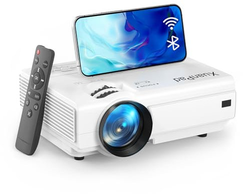 [Enfoque Manual] XuanPad Proyector con WiFi6 Bluetooth, Full HD 1080P, Proyector de vídeo para Cine en casa, Diseño Antipolvo y Enfriamiento, Compatible con HDMI/USB/AV/Phone/TV Box