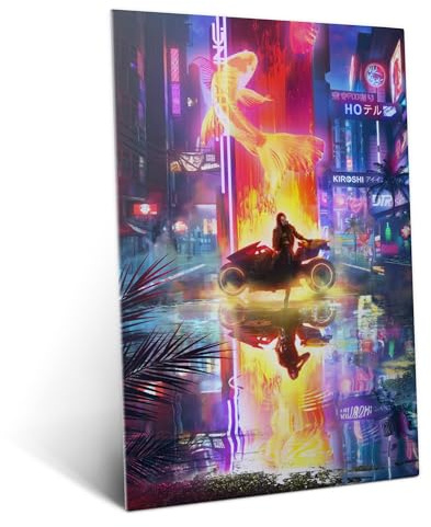 Displate Cyberpunk Metal Poster Magnetische Befestigung Offiziell Lizenziert Bilder Cyberpunk Reflection Poster 32x45cm