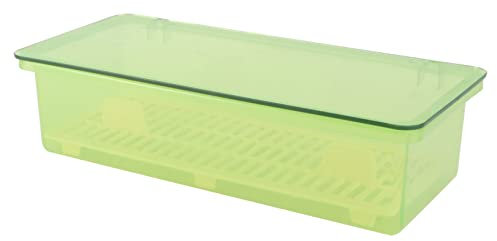 OKUMEYR Essstäbchenbox mit Deckel aus Kunststoff Abtropfend für Küche und Schublade