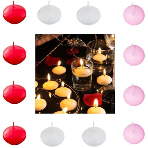 Schwimmkerzen ohne Duft,30 Stück Unparfümierte Schwimmkerzen,Wasserdichter Warmes Teelicht,Kerze schwimmbare Dekoration,für Hochzeit Pool SPA Abendessen