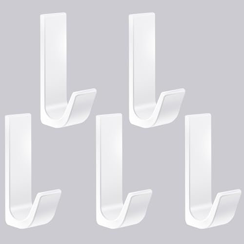 5 Pack Self Adhesive Heavy Duty Sticky Hooks - Extra Strong, Stick on Hooks up to 10 KG for Clothes, Coat, Hat, Purse, Robe, Towel in Bathroom, Kitchen