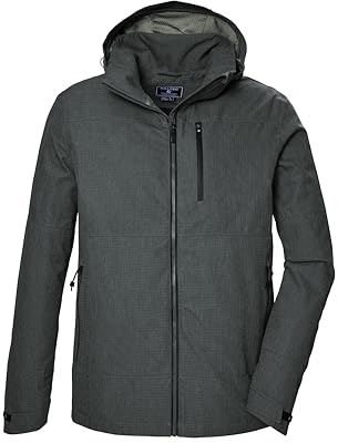 killtec Hombre Chaqueta impermeable funcional/chaqueta de exterior con capucha con cremallera KOS 74 MN JCKT, dunkelgrün, XXL, 42869-000