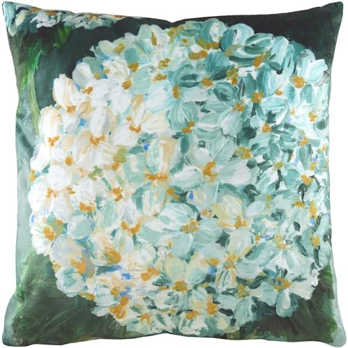 furn. Cojín con Relleno de Plumas de Terciopelo con diseño Floral de Hortensia Winter Florals de Evans Lichfield