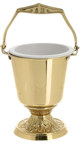 Bénitier diamètre 12 cm laiton doré h 24 cm