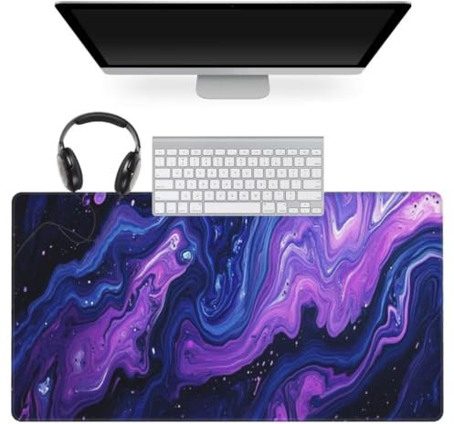 Lila Mauspad 600 x 300mm, Mousepad XXL Schreibtischunterlage Marmor Mouse Pad, Wasserdicht und Rutschfest Gaming Mauspad, Verbessert Präzision und Geschwindigkeit, Mauspads für Pc Gaming Zubehör qw507