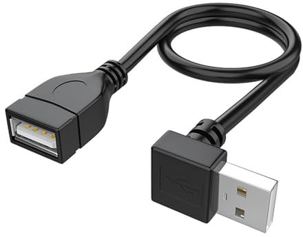 USB 2.0 male to female extension cable with right/left/up/down angle options for tight spaces