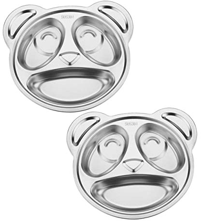 Cabilock 2 Stück Kinder Edelstahl Teller Mit Fächern Geteilter Essteller Für Kleinkinder Bpa Frei Und Spülmaschinenfest Für Snacks Und Beikost Geeignet Für Mikrowelle Und Backofen