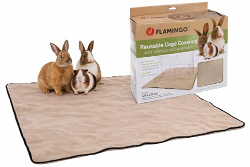 Flamingo Riley Taupe tvättbar burmatta för gnagare - 125 x 125 x 0,4 cm - absorberar snabbt urin - dammfri, idealisk för djur och allergimästare