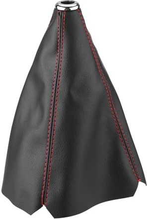 CYTGOUPER Universal Shift Boot, PU Leather Gear Shift Stick Gaiter,Shift Boot Cover Leather Shift Boot,Black Bright Red Stitch