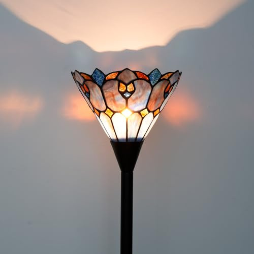 Blivuself Tiffany Buntglas Torchiere Stehlampe Tiffany Stil Stehende Ecke Licht Antike Handcrafted Pole Boden Lesen Uplight Lampe