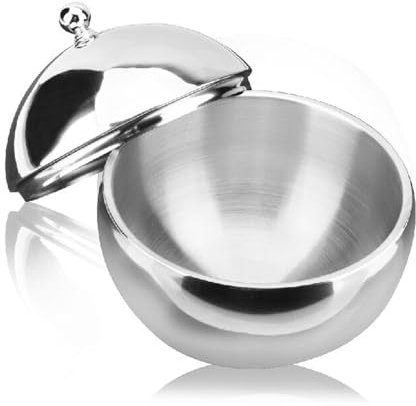 Cubo de hielo de acero inoxidable esférico de doble capa aislado, con tapa, contenedor de almacenamiento para congelador