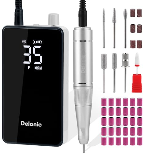 Delanie Ponceuse pour Ongles Professionnelle 35000 Tours, Lime à Ongles Électrique sans Fil Rechargeable avec Pause Bonton pour Manucure Pédicure