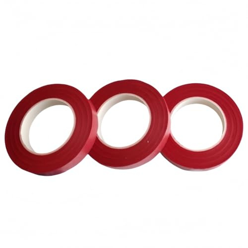 Juego de 3 rollos de cinta para floristerías de papel crepé, para envolver flores, arreglos florales (color rojo)