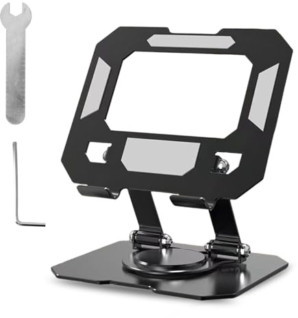 Supporto Tablet Regolabile e Pieghevole, Porta Tablet in Alluminio Tavolo Girevole a 360°, Universale Supporti per Tablet PC, Compatibile con iPad Pro/Air/Mini, Samsung Tab, Kindle Fire (4-16)