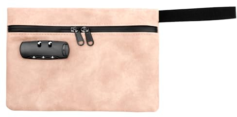 Eyoulife Geruchsdichter Tasche mit Passwortsperre 24,5x16,5x3cm, Geruchsdichte Tasche Wasserdicht mit Handhaben Siegel Reißverschluss, Innen Aufbewahrungsbeutel, für Dokumenten, Reisen (Rosa)