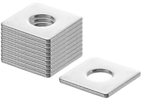 QUARKZMAN 20Pcs Arandela Cuadrada M10 Placa con Orificio Redondo | Acero Inoxible 304, para Reparación de Maquinaria y Construcción en Exteriores y Tornillos y Pernos, M10x25x25x2