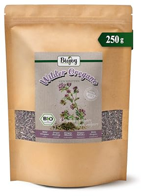 Biojoy Ekologisk Vild Oregano (250 g), torkad och skuren, idealisk som te eller krydda (Origanum vulgare subsp. vulgare)