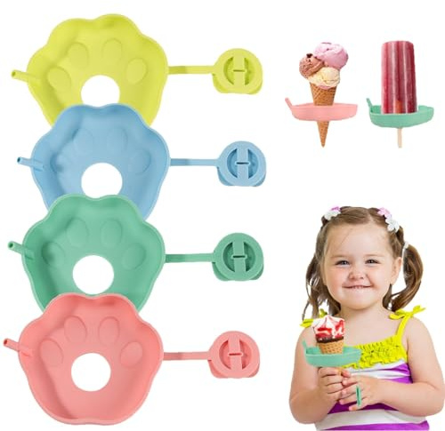 Hummcqit 4PCS Ice Cream Stand Silicone Popsicle Stand Leakproof Ice Cream Stand Ice Lolly Holder Drip Catcher Ice Cream Pop Holder for Pool Party Home Gadget (4pcs)
