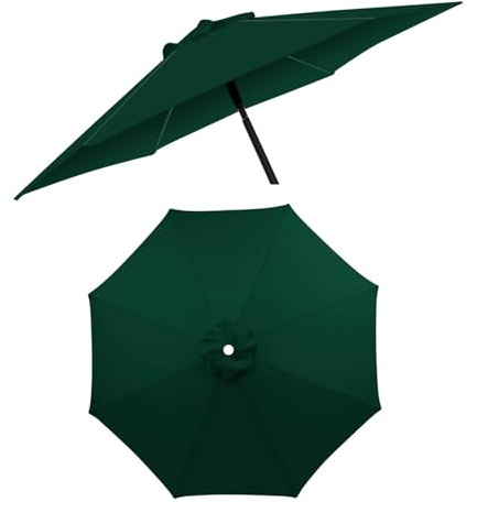 Outdoor Garden Patio Umbrella Replacement Canopy 6.5ft/7.5ft/9ft/10ft Replacement Parasol Cover Water Resistant Replacement Cloth(Dark Green,2.7m/9FT-8Ribs)