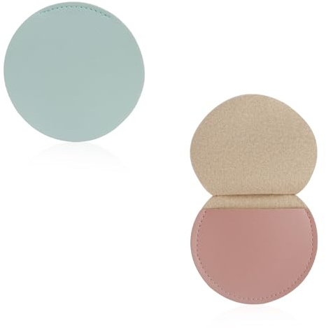 MultiValue Schmuckbeutel, 2 Stück, strukturiertes PU-Leder, kleine Schmuckbeutel, tragbar, Reise-Schmuckbeutel, Kreativität, rund, kleine Geschenkbeutel für Halskette, Ring, Ohrringe (2, Rosa + Grün)