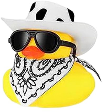 Anatre Da Cowboy - Anatre Bagno In Gomma per Bambini - Paperella con Cappello, Sciarpa Occhiali Da Sole Feste Di Compleanno,Spiaggia E Auto Decorazione Del Cruscotto,Riempitivi per Sacchetti Regalo