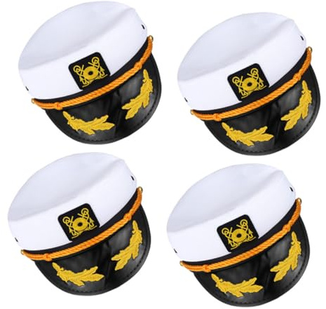 COLLBATH 4pcs Embroidered Navy Cap Adjustable Captains Hat Yacht Captain Costume Hat Sailor Women Cap for Halloween Party Accessories