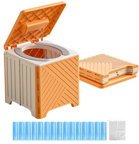 Huayeex Tragbare Toilette,Toilettenstuhl für Erwachsene - Klappbar & Rutschfester Toilettensitz mit PVC Sitzpolster für Senioren Krankenhaus Outdoor Camping Reisen
