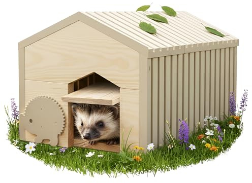 PATKAR Igelhaus Winterfest mit Boden [SCHÜTZT VOR FRESSFEINDEN] - Premium Igelfutterhaus (Made in Europe) - Hochwertige Igelhäuser Igel Haus - Igel Schlafhaus Igel Futterhaus - Igelhotel Igelhöhle