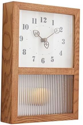 TOPINCN Japanische Retro-Pendel-Wanduhr, Walnussholz, Glas, Kleine Dekorative Rechteckige Uhr mit Pendel für Zuhause, Wohnzimmer, Küche, Büro