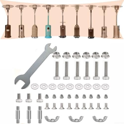 Kit de hardware para calentador de patio de propano pirámide para exteriores con pernos, tuercas, tornillos, arandelas, pernos y llave para reemplazo de conjunto de calentador cuadrado alto (A)