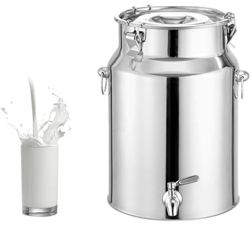 Bidone in Acciaio Per Olio Con Rubinetto 5 Litri Bidoni Acciaio Inox Per Olio Contenitore Per Latte in Acciaio Inox Per Cucina e Uso Domestico,Capacity-14L