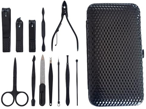 Kit pour coupe-ongles | Set de 12 pièces avec étui de rangement | Coupe-ongles de voyage - Pour adultes âgés pédicure manucure maison voyage salon