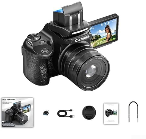 Fotocamera digitale con sensore da 68 MP, obiettivo zoom 28x, video 4K 60FPS e schermo flip a 180° (fotocamera)