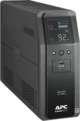 APC UPS Back-UPS Pro 1000VA Sinewave UPS, 600W Battery Backup & Surge Protector, AVR, 10 Outlets, LCD, USB-C & USB-A Charging Ports, BR1000MS Uninterruptible Power Supply for Computers, Electronics