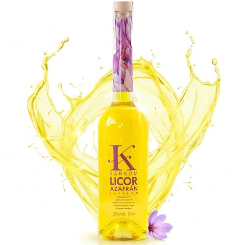 Licor de Orujo con Azafrán de La Mancha D.O.P. 50 cl, Orujo Premium con Saffron Puro Español, Licor Gourmet 25% Vol., Elaborado con Pasión y de Sabor Excepcional, Ideal para Degustar Frío o con Hielo