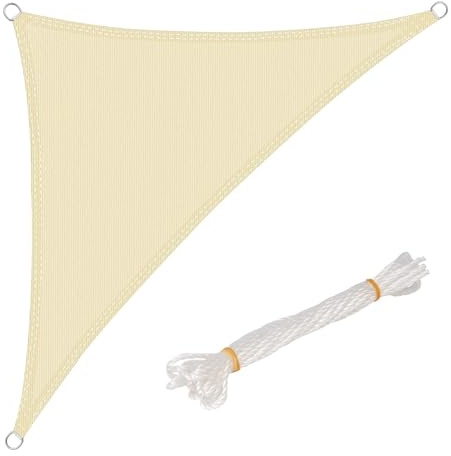 WOLTU Vela Ombreggiante 3.6x3.6x5.1m in HDPE 180 g/m² Traspirante Tenda a Vela Parasole Triangolare Protezione Solare Respirante Anti UV Giardino Esterni Beige