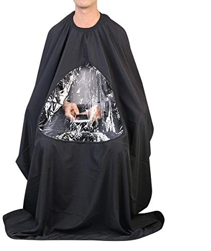 JewelryWe Friseurumhang Haarschneideumhang für Friseursalon einstellbare Salon Cape Friseurcape Frisörumhang Friseur Umhang schwarz