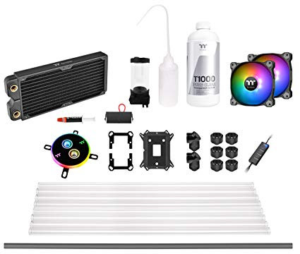 Thermaltake Pacific C240 DDC Hard Tube Kit | DIY-Wasserkühlung | LCS-Kombo-Kit | Radiator | CPU-Kühler | 2x 120mm Lüfter | Pump/Reservoir-Kombo | Schwarz