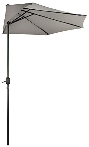 Sonnenschirm Gartenschirm Sonnenschutz halbrund grau Ø/Breite 300x156 cm