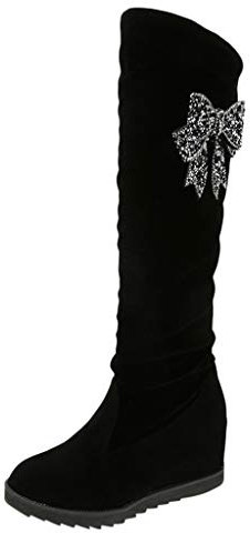 Yowablo Winterschuhe Damen Winterstiefel Damen Schneestiefel Damen Winterboots Damen Stiefeletten Damen Mit Absatz Chelsea Boots Damen (37 EU,4- Schwarz)
