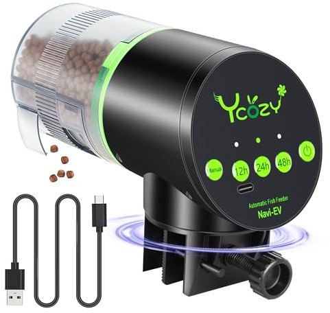 Ycozy Mangiatoia Automatica Acquario Distributore Automatico di Cibo Ricaricabile Mangiatoia per Pesci Programmabile Alimentatore di Pesce Adatto Per Acquario & Serbatoio | Navi-EV