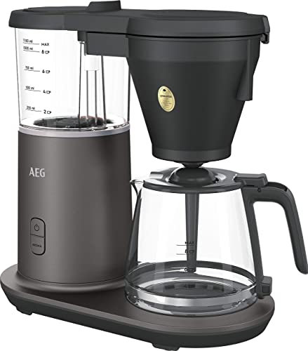 AEG CM7-1-4MTM Kaffeemaschine / 6 min pro Kanne / präzises Brühen / Aromawahl / Mischdeckel / Entkalkungswarnung / Glaskanne / 9 Tassen / Warmhaltefunktion / Anti-Tropf / autom. Abschaltung / grau