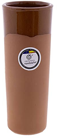 CERÁMICA RAMBLEÑA | Bicchiere da Birra in Terracotta | Bicchiere di Vino Rustici | Tazza d'acqua Ceramica Argilla Rossa - Modello 01 | Fatto in Spagna | 300 ml