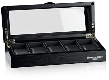 HEISSE & SÖHNE SEIT 1976® Uhrenbox Oxford 5 - Dark Oak Uhrenbox für 5 Uhren - Schwarz