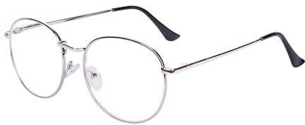 Läsglasögon herr dam metallram klar lins + glasögonband (Silver +1.0)