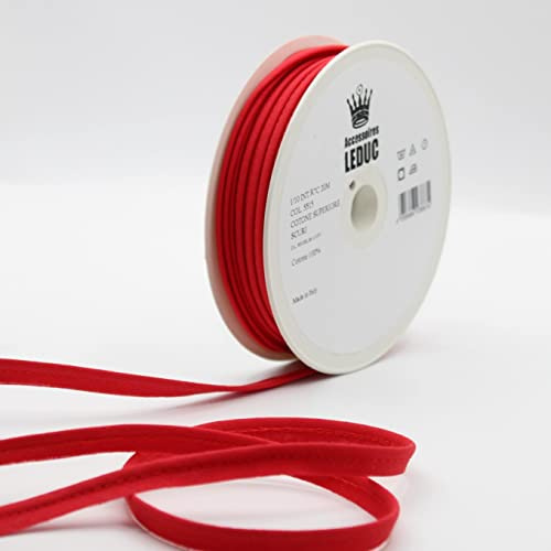 Leduc 20 m paspelband Baumwolle – 30 Farben – zum Nähen von 10 mm (8+2) – Qualität Italien, Rot 5515
