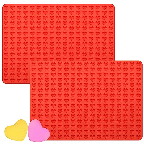 2 Pcs Mini Silicone Heart Molds, 255-Cavity Heart Shaped Chocolate Molds for Baking, Candy, Wax Melts Beads, Ice Cubes, Homemade Dog Training Treats