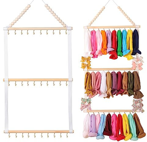 YOcity Organizador de diadema para niñas, accesorios para el cabello de bebé, organizador de lazos para el pelo, clip, lazo para el pelo, diademas, decoración colgante para guardería, habitación de