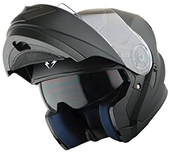1Storm New Motorcycle Bike Modular Full Face Helmet Dual Visor Sun Shield: Matt Black
